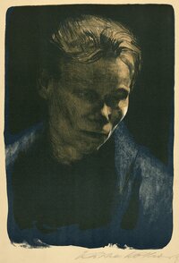 Kollwitz, Käthe: Brustbild einer Arbeiterfrau mit blauem Tuch