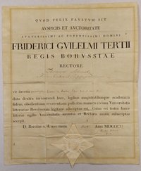 Immatrikulationsurkunde der Universität Berlin für Karl von Roeder 1811