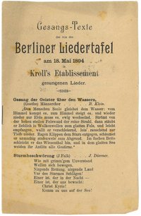 Texte der von der Berliner Liedertafel am 18. Mai 1894 gesungenen Lieder