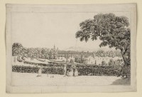 Terrasse und Weinberg von Sanssouci von Norden, im Hintergrund die Stadt Potsdam