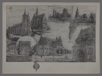 Kleinecke, Paula (Vorlage): Jüterbog, Künstlerpostkarte mit Souveniransichten