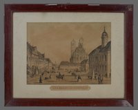 Kannengieser, Louise: Marktplatz und Marienkirche in Prenzlau, um 1860