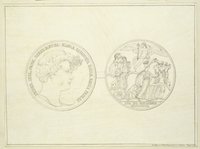 Avers und Revers einer Medaille auf die Vermählung des Kronprinzen Friedrich Wilhelm von Preußen mit der Prinzessin Elisabeth von Bayern
