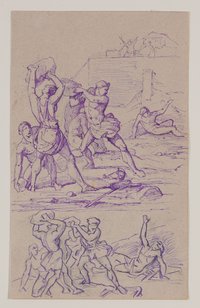 Kampf mit Steinen [Entwurf zu einem Illustrationszyklus mit Szenen aus Homers "Ilias"]