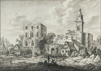 Die Ruinen der Nikolauskapelle und des Domstaffelturms in Speyer