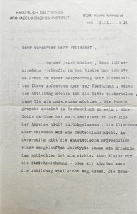 Brief des Kaiserlich Deutschen Archäologischen Instituts, Rom, an Moritz Meurer
