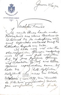 Brief von Otto Penzig, Genua, an Moritz Meurer