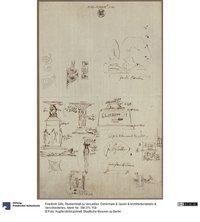 Studienblatt zu Versailles: Denkmale & Vasen & Architekturdetails & Verschiedenes