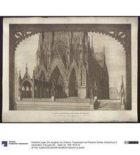 Die Jungfrau von Orleans. Trauerspiel von Friedrich Schiller. Entwurf zur 9. Dekoration. Fassade der Kathedrale von Reims