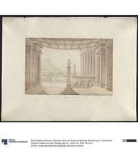 Olimpia. Oper von Gaspare Spontini. Entwurf zur 1. Dekoration. Großer Portikus vor dem Tempel der Diana