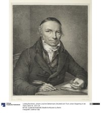 Johann Joachim Bellermann, Brustbild am Tisch, einen Siegelring in der Hand