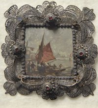 Segelboot. Miniatur aus der Sammlung Loewe