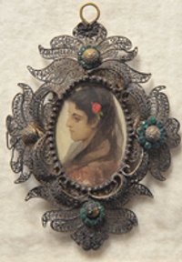 Frau mit schwarzem Schleier. Miniatur aus der Sammlung Loewe