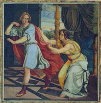 Joseph und Potiphars Weib. Wandgemälde aus dem achtteiligen Zyklus aus der Casa Bartholdy in Rom