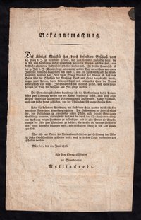 Verordnung Totengedächtnisfeier 1816