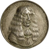 Hohlmedaille von Pieter van Abeele auf die Rückkehr Karls II. aus dem niederländischen Exil und seine Wiedereinsetzung als König von England , 1660