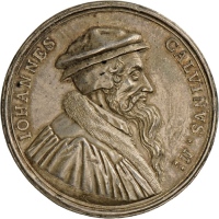Medaille von Arvid Karlstén auf Johannes Calvin, 1683