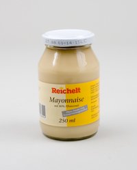 Glas "Mayonnaise mit 80% Pflanzenöl" der Firma "Reichelt"