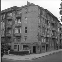 Negativ: Beschädigtes Haus, Handjerystraße 1, 1953