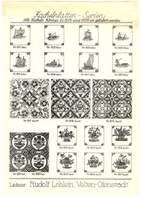 Angebot lieferbarer Kachelplatten-Serien von Rudolf Lohlein in Velten (Nr. 801–847)