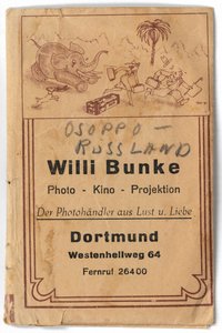 Fotonegative in Umschlag "Willi Bunke Photo - Kino - Projektion"