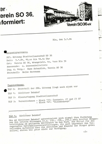 Protokolle und Einladungen: Stadtteilausschuss SO 36, 1984