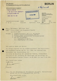 Chronologische Dokumentation: Bürgerbeteiligung Görlitzer Park, Juli bis Dezember 1984