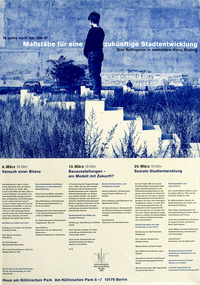 Plakat: "10 Jahre nach der IBA 87. Maßstäbe für eine zukünftige Stadtentwicklung"