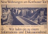Plakat: "Neue Wohnungen am Kottbusser Tor?"