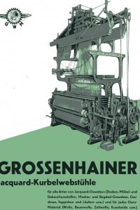 Faltblatt "Großenhainer Jacquard-Kurbel-Webstühle Modell B 1 N J Patent, Modell D und Modell LM"