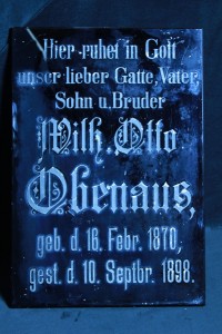 Grabplatte aus Schwarzglas, Wilh. Otto Obenaus, 1870-1898