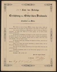 20te Liste der Beiträge zur Errichtung des Göthe'schen Denkmals in Frankfurt am Main - Mai 1837