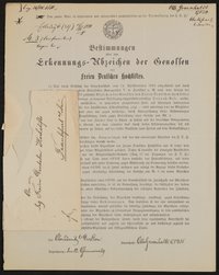 Bestimmungen über das Erkennungs-Abzeichen der Genossen des Freien Deutschen Hochstifts - Otto Gruenhaldt