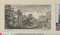 [Ein Hafen, links Ruinen eines römischen Tempels; A port, ruins of a Roman temple left]