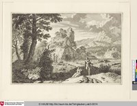 [Landschaft mit Bergen und verschiedenen Personen; Landscape with mountains and various figures]