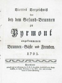 Gesund-Brunnen zu Pyrmont Anno 1792 - 4. Verzeichnis