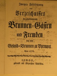 Verzeichnis derer angekommen Brunnengäste und Fremden Anno 1776 - 2. Fortsetzung