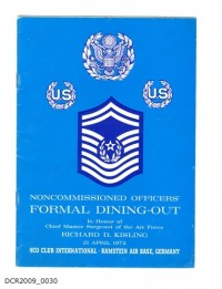 Programm, Noncommissioned Officers Formal Dining-Out, NCO Club International, Ramstein Air Base, Germany Base West Germany, Souvenir Program"