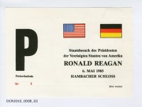 Parkerlaubnis, Staatsbesuch Ronald Reagans 1985 auf dem Hambacher Schloss