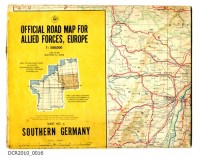 Landkarte, Straßenkarte von Süddeutschland, Official Road Map Allied Forces Europe, Southern Germany