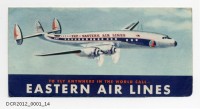 Cuvert für das Flugbillett der Eastern Air Lines