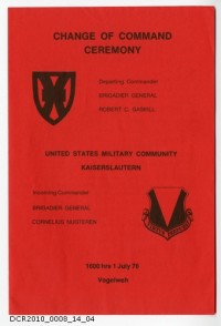Programm, Change of Command Ceremony United States Military Community Kaiserslautern