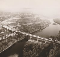 Luftaufnahme Bau der "Rheinbrücke Bendorf", 1964