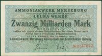 Notgeldschein Ammoniakwerk Merseburg "Zwanzig Milliarden Mark", No. 0047672