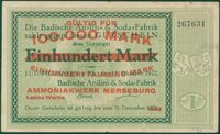 Notgeldschein BASF Ammoniakwerk Merseburg "Einhundert Mark", No. 267631