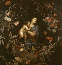 Maria und dem Jesuskind im Blumenkranz