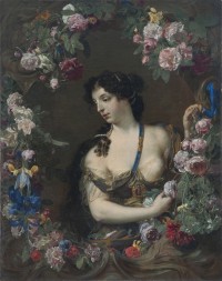 Damen-Bildnis mit dunklen Locken als Flora