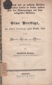 "Eine Predigt", 1845, Düben