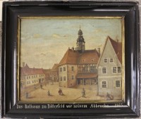 Ölgemälde - "Das Rathaus zu Bitterfeld vor seinem Abbruch 1865"