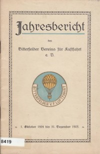 Jahresbericht des Bitterfelder Vereins für Luftfahrt e. V., 1925